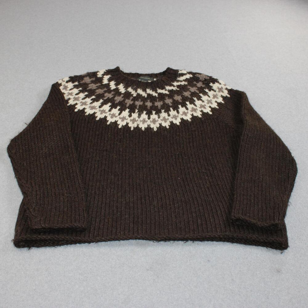Banana Republic Alpaca Wool Sweater Men XL Brown Fair Isle Nordic Heritage Soft